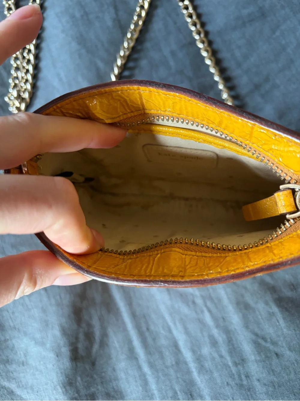 kate spade Yellow Croc-Embossed Chain Crossbody Bag